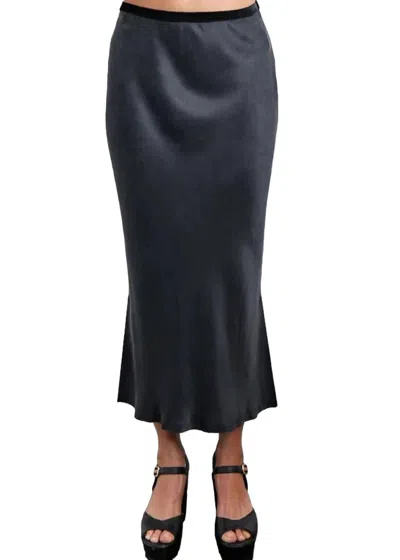 Go By Go Silk Go Long For It Skirt In Washed Black In Black