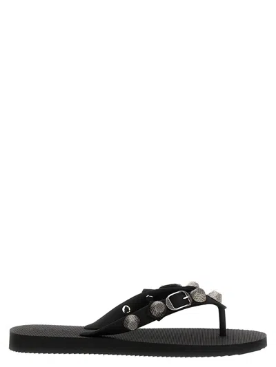 Shop Balenciaga Holiday Capsule 'cagole' Thong Sandals In Black