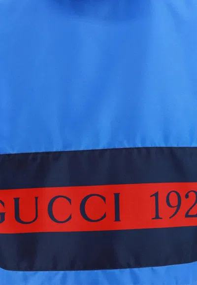 Shop Gucci 1921 Web-stripe Windbreaker Jacket In Blue