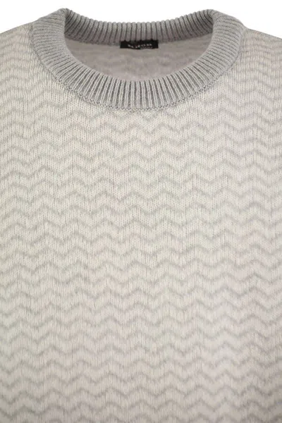 Kiton Chevron Ribbed Sweater In Light Grey