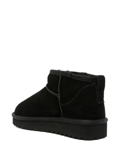 Liu •jo Round Toe Suede Ankle Boots With Flat Sole In Black