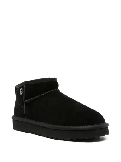 Liu •jo Round Toe Suede Ankle Boots With Flat Sole In Black
