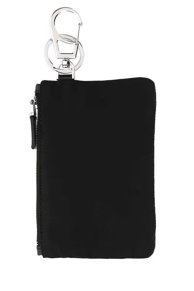 Prada Black Nylon Key Ring In Black