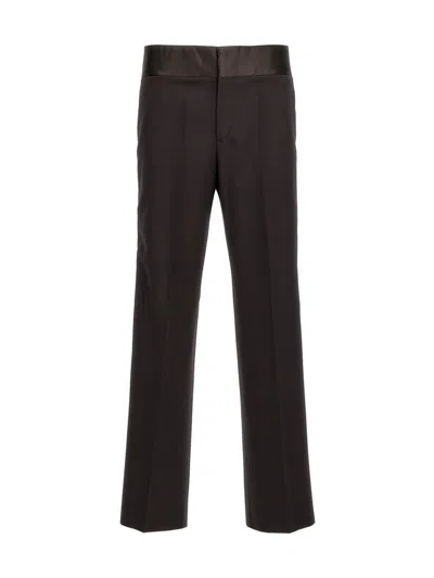 Shop Valentino Garavani  Wool Silk Band Pants In Brown