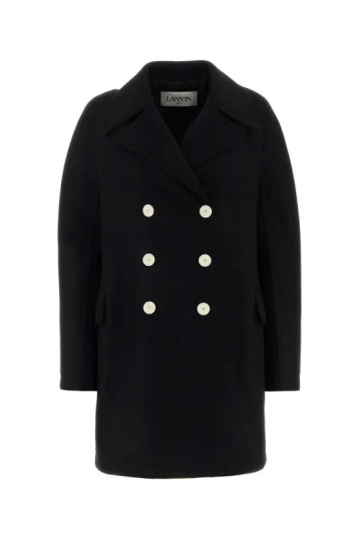 Lanvin Sophisticated Woolen Double-breasted Coat With Peak Lapels In Multicolor