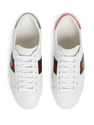 Shop Gucci Ace Leahter Sneakers In White