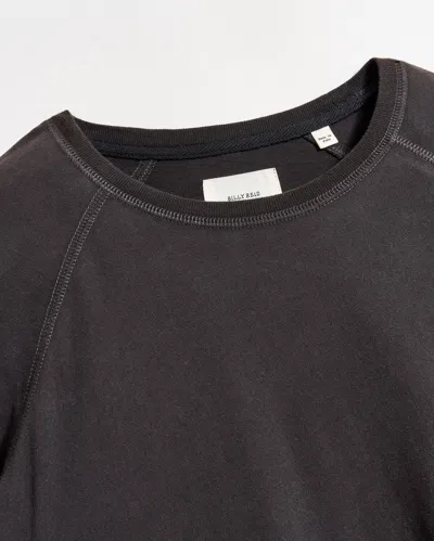 Billy Reid Long Sleeve Sueded Cotton Crew In Black