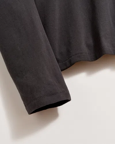 Billy Reid Long Sleeve Sueded Cotton Crew In Black