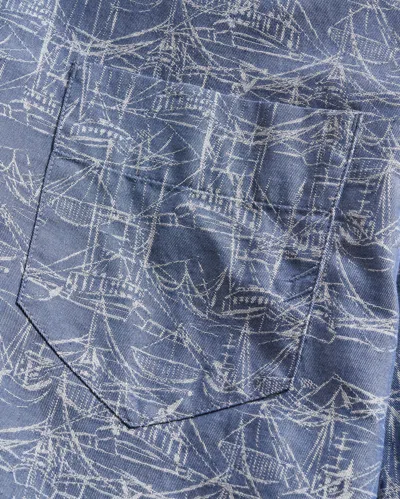 Billy Reid Melange Shrimp Boat Cypress Shirt In Dark Denim