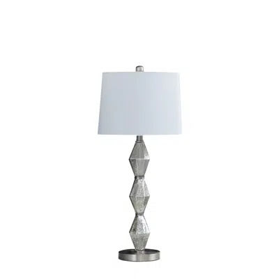 Homezia 30" Brushed Silver Geo Glass Table Lamp With White Shade