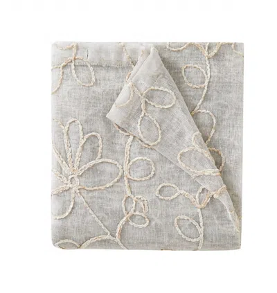Homezia Set Of Two 84" Tan Floral Embroidered Window Panels