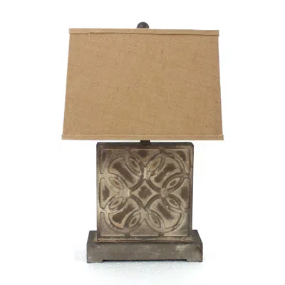 Homezia 4.75 X 11.75 X 24.75 Brown Vintage With Khaki Linen Shade - Table Lamp