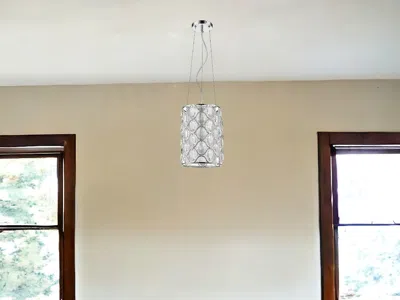 Homezia Isabella 1-light Polished Nickel Drum Pendant With Crystal Accents