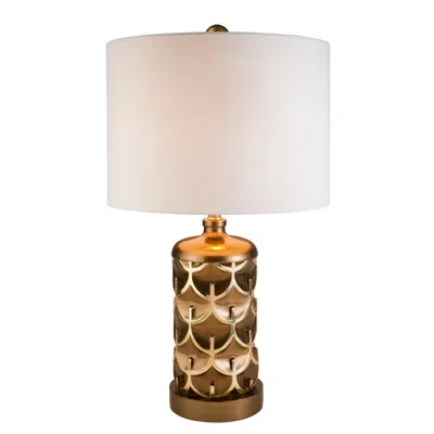 Homezia Magestic Brown And Gold Geo Table Lamp