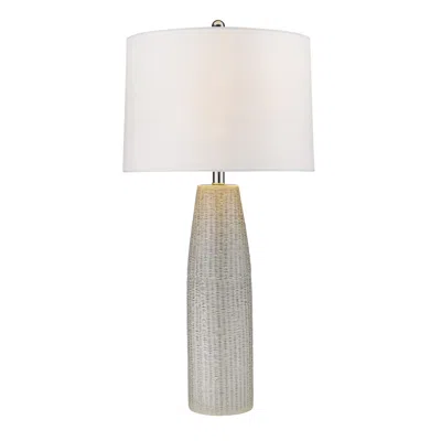 Homezia 33" White Ceramic Table Lamp With White Empire Shade