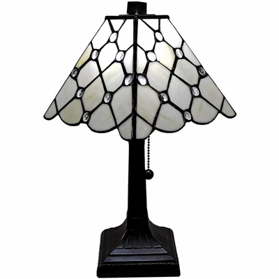 Homezia 15" Dark Brown Metal Candlestick Table Lamp With White Empire Shade