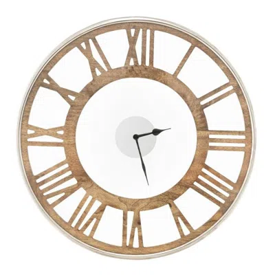 Quikfurn 20-inch Classic Farmhouse Natural Wood Roman Numerals Wall Clock