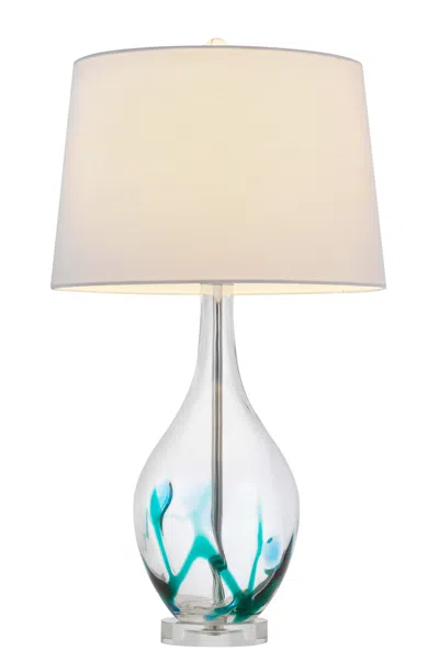 Homezia 27" Clear Glass Table Lamp With White Empire Shade