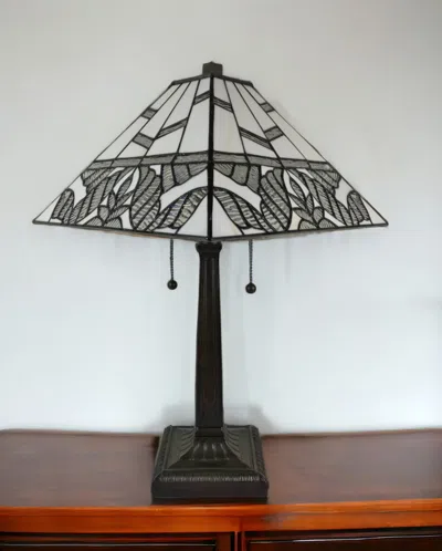 Homezia 22" Dark Brown Metal Two Light Candlestick Table Lamp With White Shade