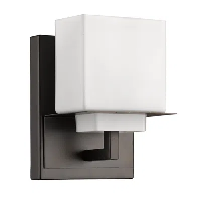 Homezia One Light Bronze White Glass Wall Sconce