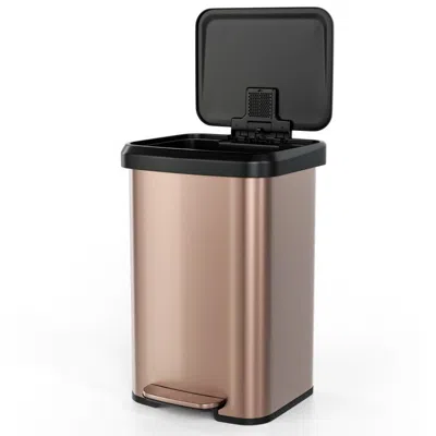 Quikfurn 13-gallon Copper Gold Stainless Steel Step Trash Can With Soft Close Lid