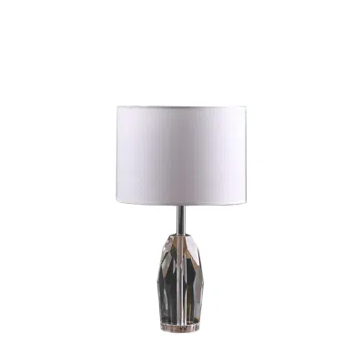 Homezia 19" Chrome And Faceted Crystal Urn Table Lamp With White Drum Shade