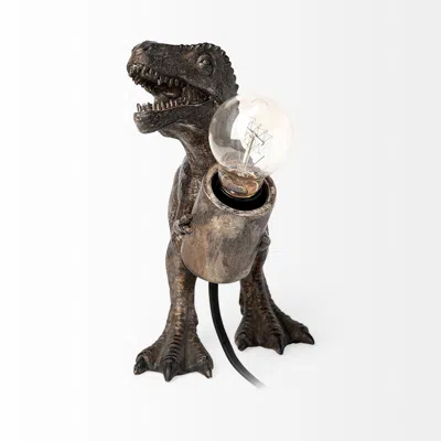 Homezia 11" Brown Lamp Base Led With Clear Shade