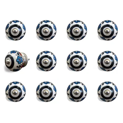 Homezia 1.5" X 1.5" X 1.5" White Black And Navy Knobs 12 Pack In Multi