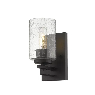 Homezia Bronze Metal And Textured Glass Wall Sconce