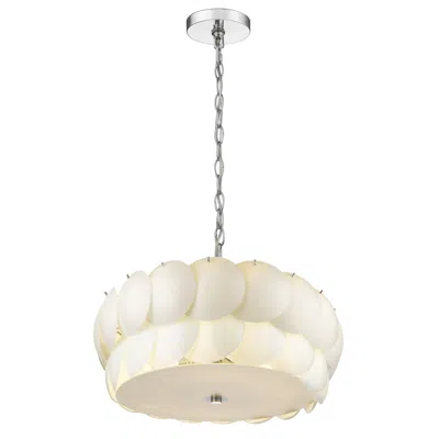Homezia Selene 6-light Polished Chrome Pendant With Overlapping Frosted White Glass Discs Shade