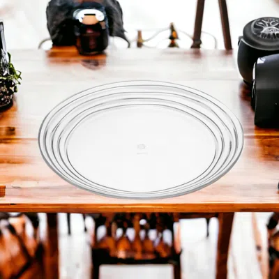 HOMEZIA CLEAR FOUR PIECE ROUND SWIRL ACRYLIC SERVICE FOR FOUR SALAD PLATE SET 