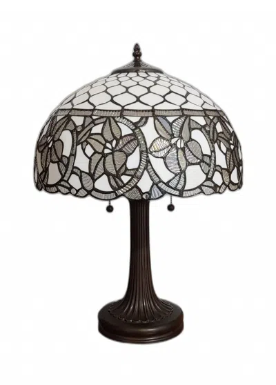 Homezia 23" Dark Brown Metal Two Light Candlestick Table Lamp With White Shade