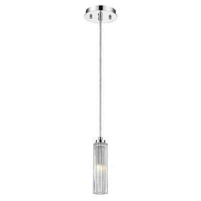 Homezia Solo 1-light Polished Chrome Pendant With Multi-faceted Round Crystal Shade