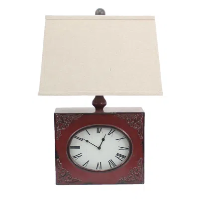 Homezia 7 X 7 X 22 Red Vintage Metal Clock Base - Table Lamp