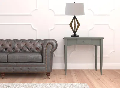 Homezia 30" Black Metal Lantern Table Lamp With Gray Empire Shade