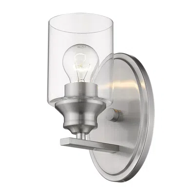 Homezia One Light Silver Wall Light With Clear Glass Shade