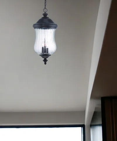 Homezia Xl Three Light Matte Black Urn Shaped Hanging Light
