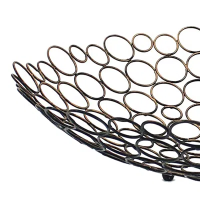 Homezia 18.5 X 18.5 X 4.5 Bronze Decorative Metal Tray In Multi