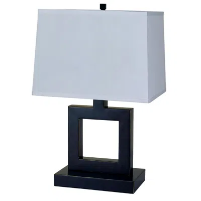 Homezia 22" Bronze Open Square Table Lamp With White Rectangle Shade