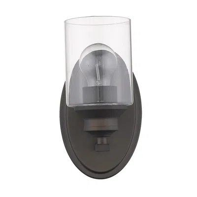 Homezia One Light Bronze Wall Light With Clear Glass Shade