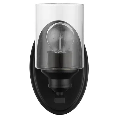 Homezia One Light Matte Black Wall Light With Clear Glass Shade