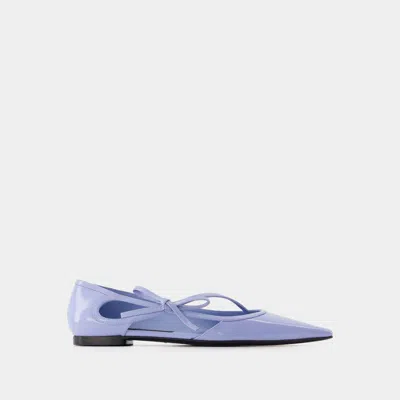Dolce & Gabbana Mun Polished Leather Ballet Flats In Blue
