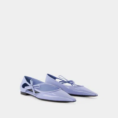 Dolce & Gabbana Mun Polished Leather Ballet Flats In Blue