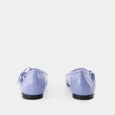 Dolce & Gabbana Mun Polished Leather Ballet Flats In Blue