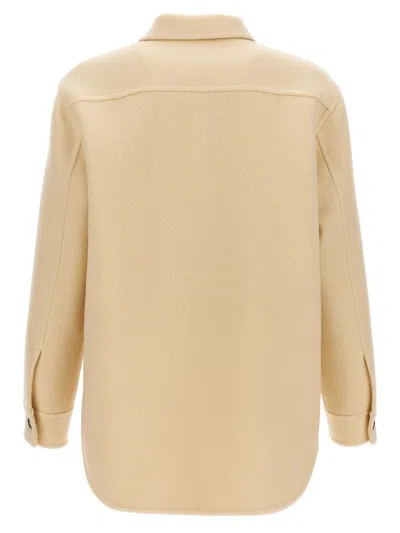 Jil Sander Tailored Wool Coat With Button Closure In Beige
