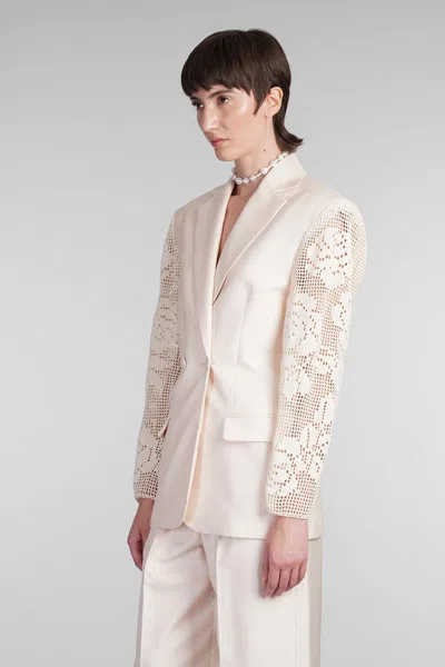 Magda Butrym Lace Crochet Hourglass Blazer In Neutral