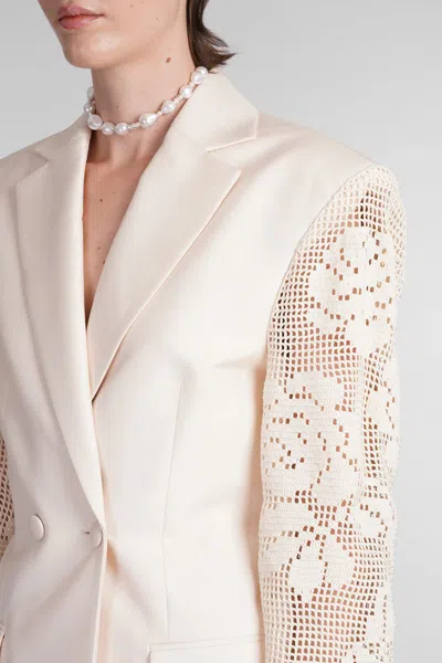 Magda Butrym Lace Crochet Hourglass Blazer In Neutral