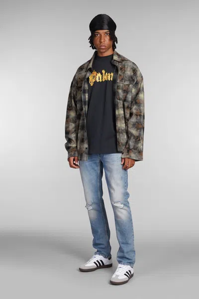 Palm Angels Burning Palm Black Cotton Oversize T-shirt In Black
