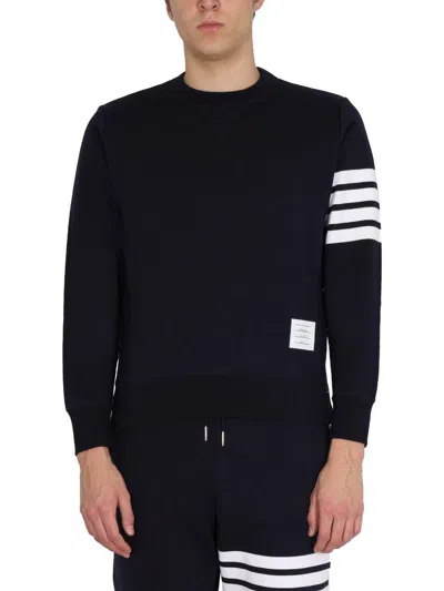 Shop Thom Browne 4bar Stripe Inlay Sweatshirt In Blue