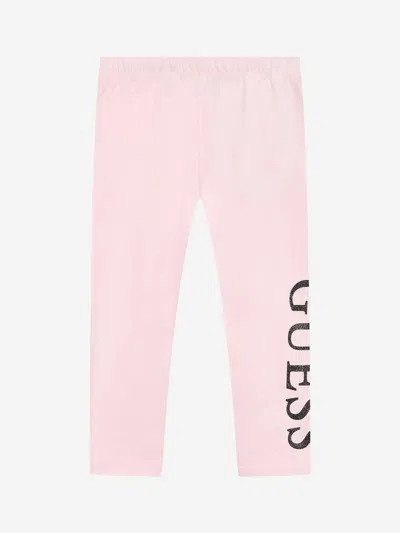 Guess Girls Logo Leggings In Pink
